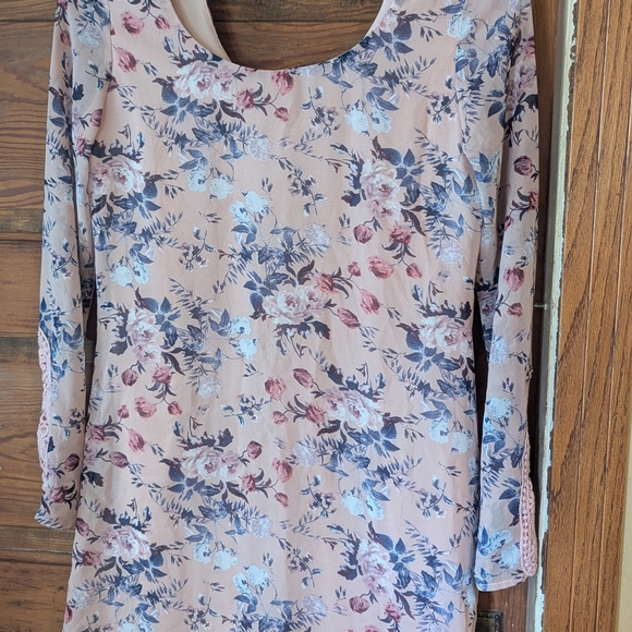 Speechless Pink and Blue Long Sleeve Dress - Picture 1 of 7